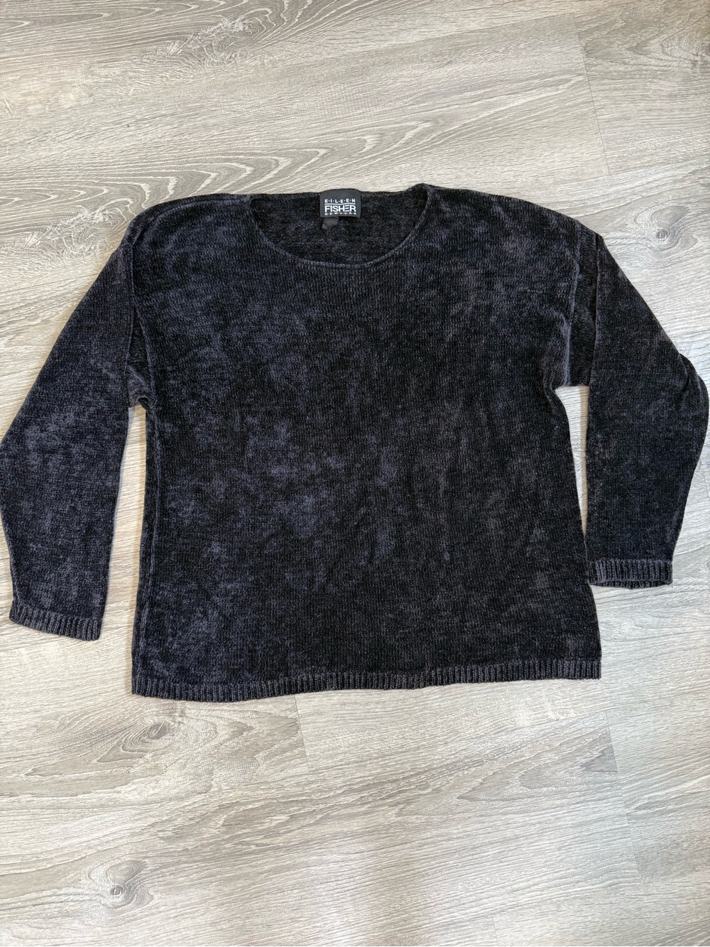 Vintage 80s Eileen Fisher Black Chenille Knit Sweater